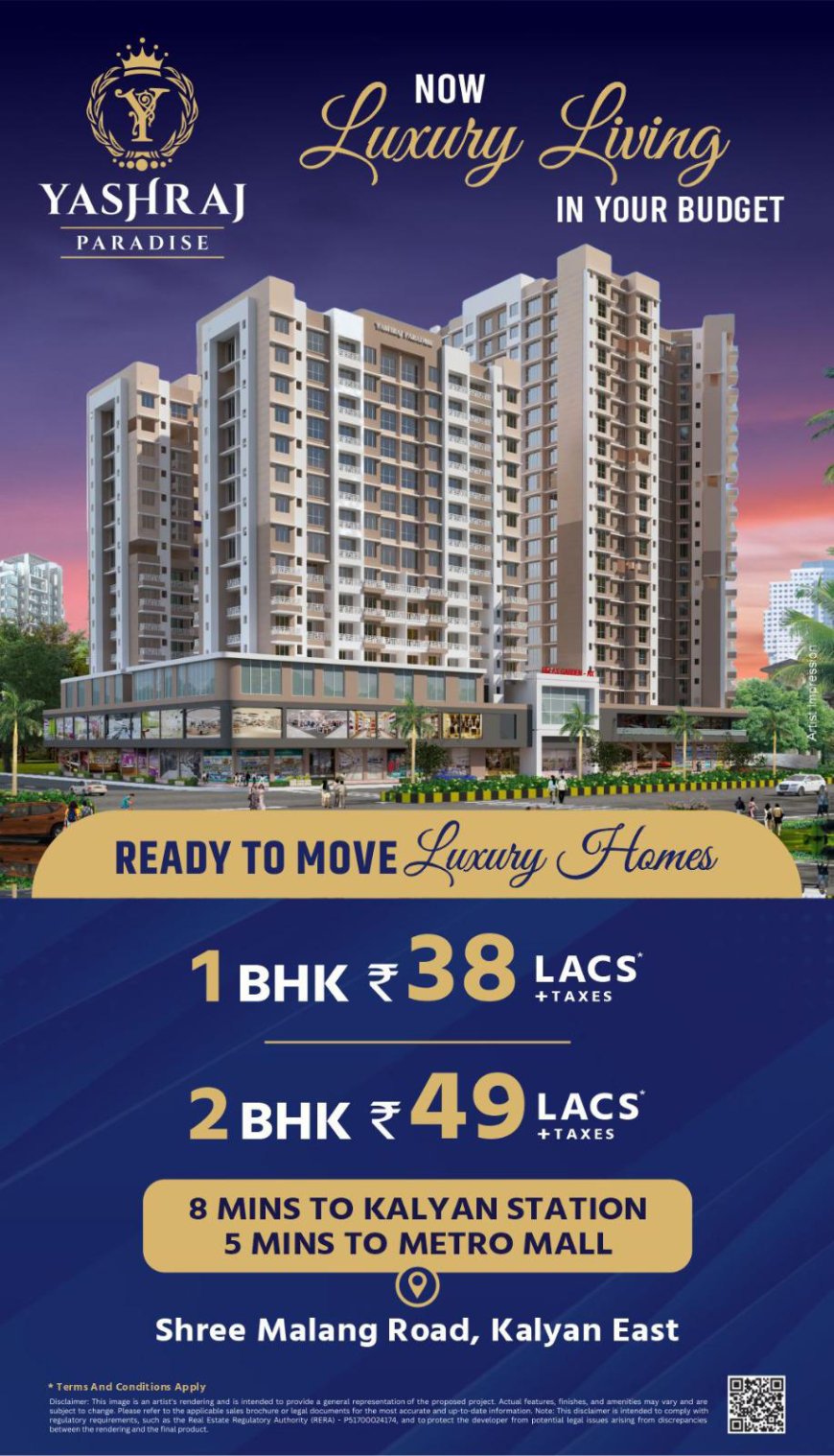 1 BHK in Kalyan East | Yashraj Paradise - Luxury Homes Nearing Possession