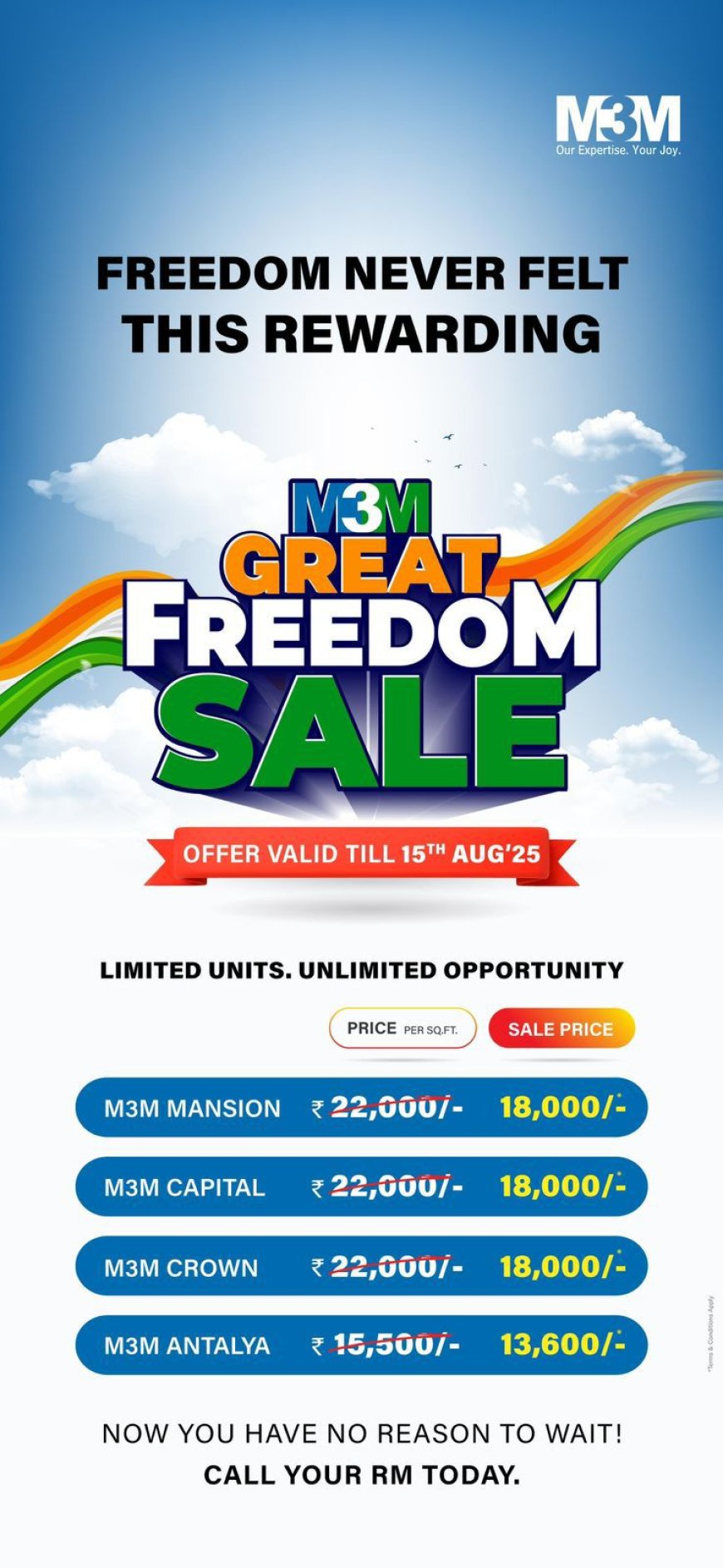 M3M Mansion Sector 113 Gurgaon – Great Freedom Sale