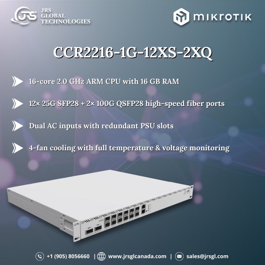 MikroTik CCR2216-1G-12XS-2XQ: High-Performance Networking Solution from JRS Global Technologies in Canada