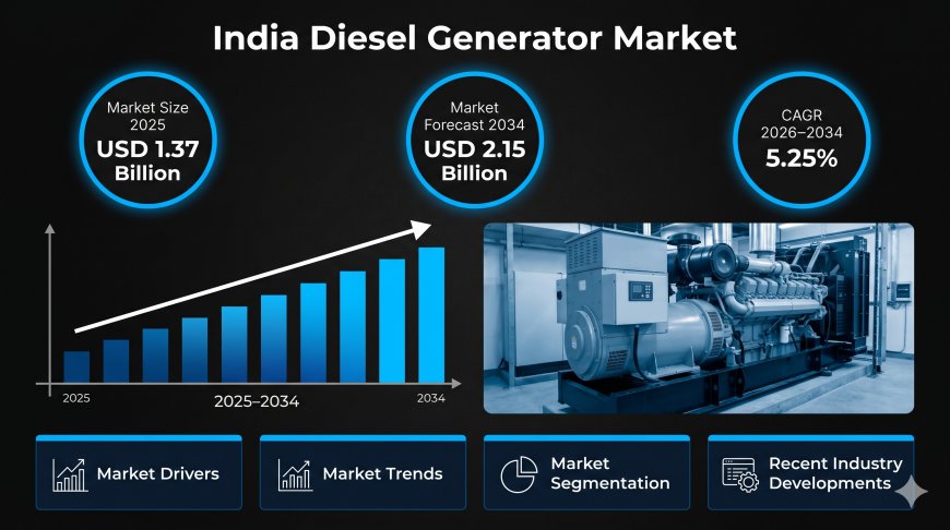 India Diesel Generator Market 2026-2034: Overall Valuation Reaching USD 2.15 Billion With 5.25% CAGR