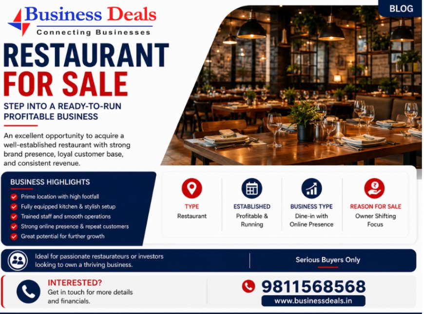 Restaurant for Sale in India | Buy Verified Restaurant Businesses Online